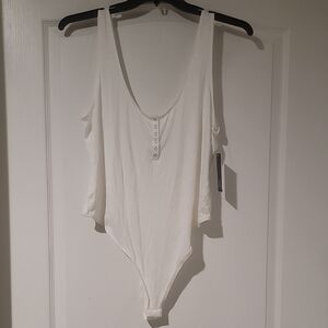 NWT Womans Plus Wild Fable White Thong Sleeveless Bodysuit Size XXL